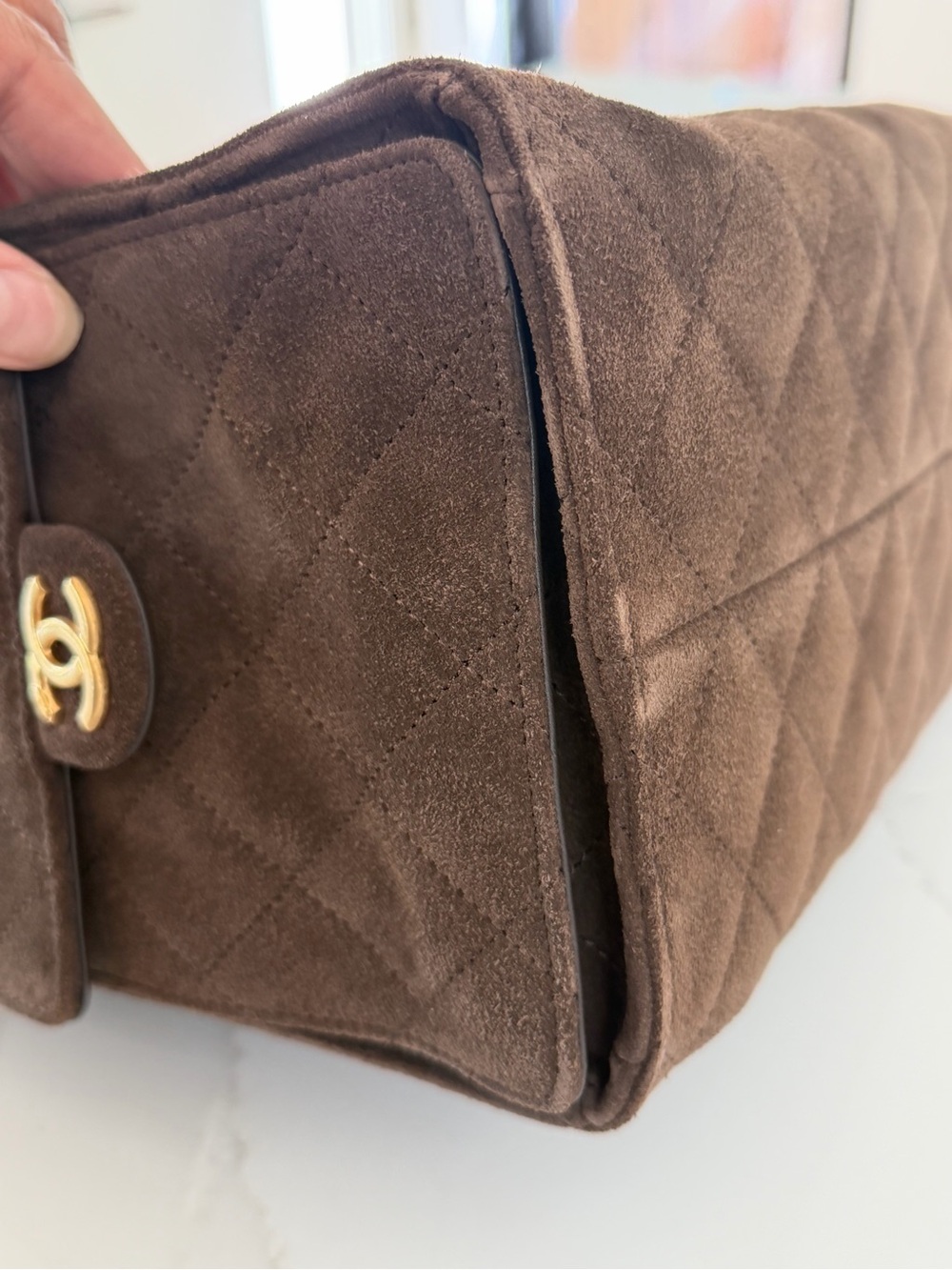 CHANEL 25 Dark Brown Suede Hobo with Gold Chain and CC Charm MEDIUM - Picture 6 of 15